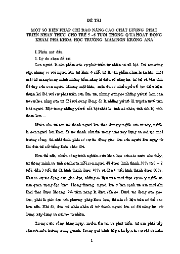 Sáng kiến kinh nghiệm Một số biện pháp chỉ đạo nâng cao chất lượng phát triển nhận thức cho trẻ 5-6 tuổi thông qua hoạt động khám phá khoa học