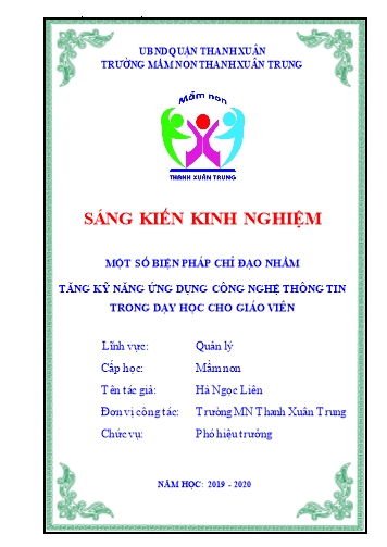 Sáng kiến kinh nghiệm Một số biện pháp chỉ đạo nhằm tăng kỹ năng ứng dụng công nghệ thông tin trong dạy học cho giáo viên