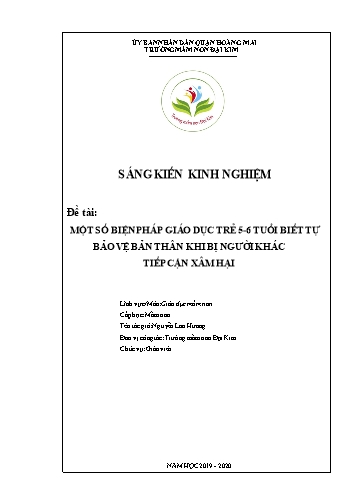 Sáng kiến kinh nghiệm Một số biện pháp giáo dục trẻ 5-6 tuổi biết tự bảo vệ bản thân khi bị người khác tiếp cận xâm hại