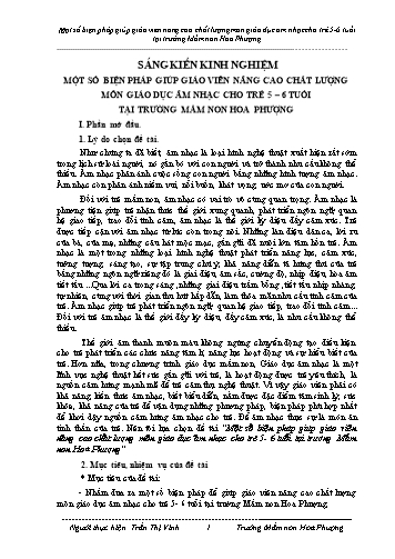 Sáng kiến kinh nghiệm Một số biện pháp giúp giáo viên nâng cao chất lượng môn giáo dục âm nhạc cho trẻ 5-6 tuổi tại trường Mầm non Hoa Phượng
