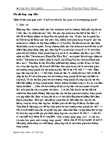Sáng kiến kinh nghiệm Một số biện pháp giúp trẻ 5-6 tuổi học tốt môn làm quen môi trường xung quanh