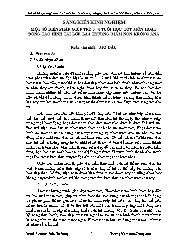 Sáng kiến kinh nghiệm Một số biện pháp giúp trẻ 5-6 tuổi học tốt môn Hoạt động tạo hình tại lớp Lá 4 Trường mầm non Krông Ana