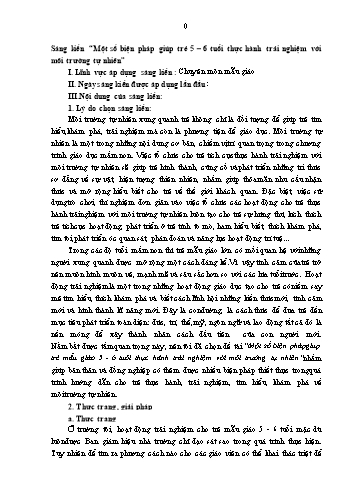 Sáng kiến kinh nghiệm Một số biện pháp giúp trẻ 5-6 tuổi thực hành trải nghiệm với môi trường tự nhiên
