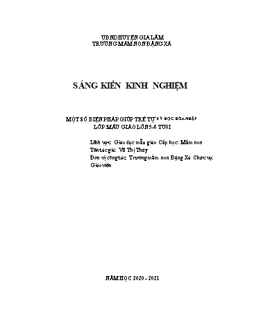 Sáng kiến kinh nghiệm Một số biện pháp giúp trẻ tự kỷ học hòa nhập lớp mẫu giáo 5-6 tuổi Trường Mầm non Đặng Xá