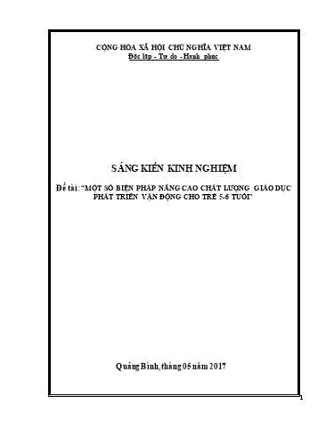 Sáng kiến kinh nghiệm Một số biện pháp nâng cao chất lượng giáo dục phát triển vận động cho trẻ 5-6 tuổi