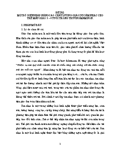 Sáng kiến kinh nghiệm Một số biện pháp nâng cao chất lượng giáo dục âm nhạc cho trẻ 5-6 tuổi trong trường mầm non