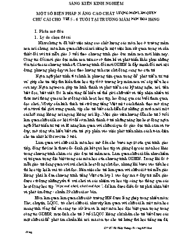 Sáng kiến kinh nghiệm Một số biện pháp nâng cao chất lượng môn làm quen chữ cái cho trẻ 5-6 tuổi tại trường Mầm non Hoa Hồng