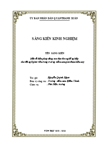 Sáng kiến kinh nghiệm Một số biện pháp nâng cao đạo đức nghề nghiệp cho đội ngũ giáo viên trong trường mầm non giai đoạn hiện nay