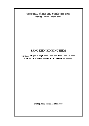 Sáng kiến kinh nghiệm Một số biện pháp nhằm giúp trẻ 5-6 tuổi làm quen làn điệu Dân ca Hò khoan Lệ Thủy