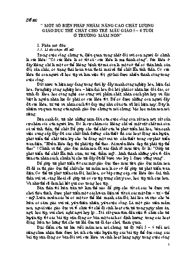 Sáng kiến kinh nghiệm Một số biện pháp nhằm nâng cao chất lượng giáo dục thể chất cho trẻ mẫu giáo 5-6 tuổi ở trường mầm non