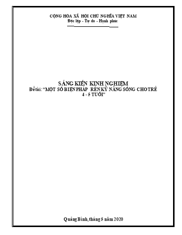 Sáng kiến kinh nghiệm Một số biện pháp rèn kỹ năng sống cho trẻ 4-5 tuổi