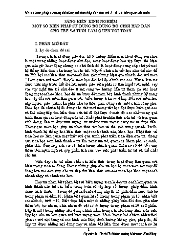 Sáng kiến kinh nghiệm Một số biện pháp sử dụng đồ dùng, đồ chơi hấp dẫn cho trẻ 5-6 tuổi làm quen với toán