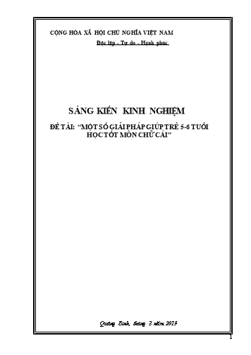 Sáng kiến kinh nghiệm Một số giải pháp giúp trẻ 5-6 tuổi học tốt môn chữ cái