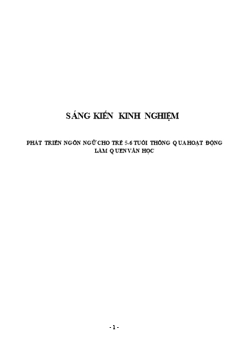 Sáng kiến kinh nghiệm Phát triển ngôn ngữ cho trẻ 5-6 tuổi thông qua hoạt động làm quen văn học