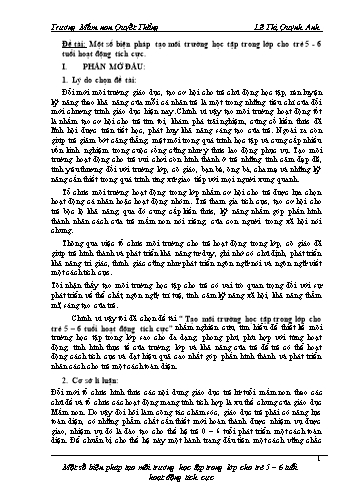 Sáng kiến kinh nghiệm Tạo môi trường học tập trong lớp cho trẻ 5-6 tuổi hoạt động tích cực