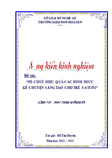 Sáng kiến kinh nghiệm Tổ chức hiệu quả các hình thức kể chuyện sáng tạo cho trẻ 5-6 tuổi