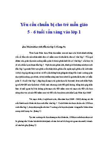 Sáng kiến kinh nghiệm Yêu cầu chuẩn bị cho trẻ mẫu giáo 5-6 tuổi sẵn sàng vào lớp 1