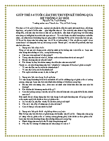 Sáng kiến kinh nghiệm Giúp trẻ 5-6 tuổi cảm thụ truyện kể thông qua hệ thống câu hỏi - Trường Mầm non Thanh An