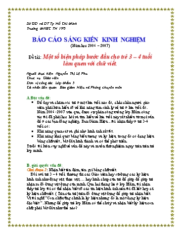 Sáng kiến kinh nghiệm Một số biện pháp bước đầu cho trẻ 3-4 tuổi làm quen với chữ viết