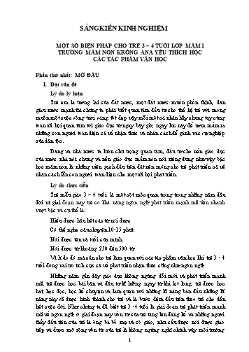 Sáng kiến kinh nghiệm Một số biện pháp cho trẻ 3-4 tuổi lớp Mầm 1 trường Mầm non Krông Ana yêu thích học các tác phẩm văn học