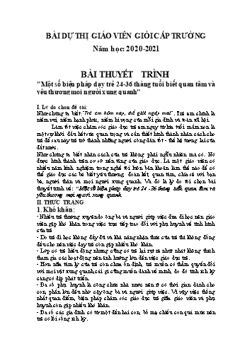 Sáng kiến kinh nghiệm Một số biện pháp dạy trẻ 24-36 tháng tuổi biết quan tâm và yêu thương mọi người xung quanh