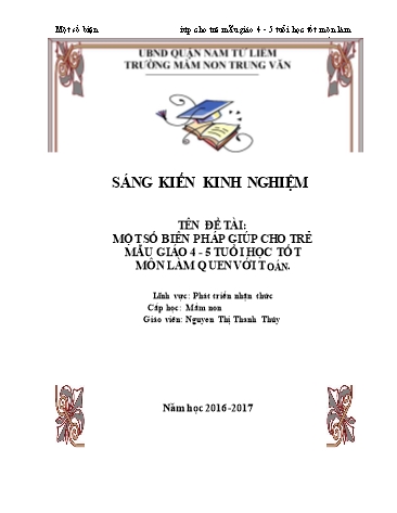 Sáng kiến kinh nghiệm Một số biện pháp giúp cho trẻ mẫu giáo 4-5 tuổi học tốt môn làm quen với toán