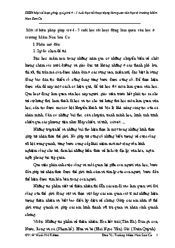 Sáng kiến kinh nghiệm Một số biện pháp giúp trẻ 4-5 tuổi học tốt hoạt động làm quen văn học ở trường Mầm Non Sơn Ca