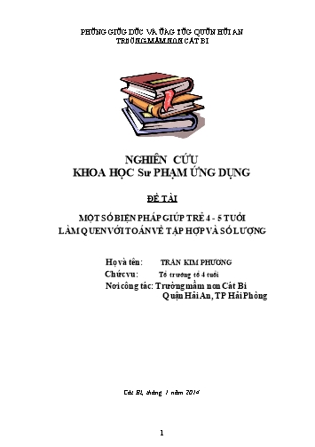 Sáng kiến kinh nghiệm Một số biện pháp giúp trẻ 4-5 tuổi là quen về tập hợp và số lượng