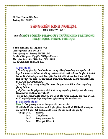 Sáng kiến kinh nghiệm Một số biện pháp gợi ý tưởng cho trẻ trong hoạt động phòng thể dục - Lê Thị Bích Vân