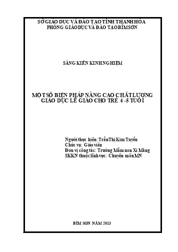 Sáng kiến kinh nghiệm Một số biện pháp nâng cao chất lượng giáo dục lễ giáo cho trẻ mẫu giáo 4-5 tuổi