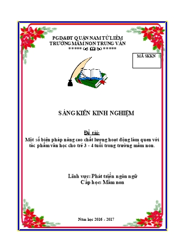 Sáng kiến kinh nghiệm Một số biện pháp nâng cao chất lượng hoạt động làm quen với tác phẩm văn học cho trẻ 3-4 tuổi trong trường mầm non