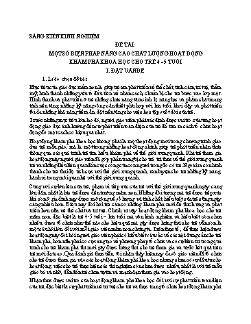 Sáng kiến kinh nghiệm Một số biện pháp nâng cao chất lượng hoạt động khám phá khoa học cho trẻ mẫu giáo 4-5 tuổi