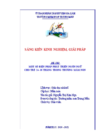 Sáng kiến kinh nghiệm Một số biện pháp phát triển ngôn ngữ cho trẻ 24-36 tháng trong trường mầm non