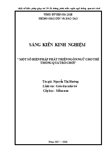 Sáng kiến kinh nghiệm Một số biện pháp phát triển ngôn ngữ cho trẻ 24-36 tháng tuổi thông qua trò chơi