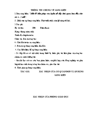 Sáng kiến kinh nghiệm Một số biện pháp rèn luyện nề nếp thói quen ban đầu cho trẻ 4-5 tuổi