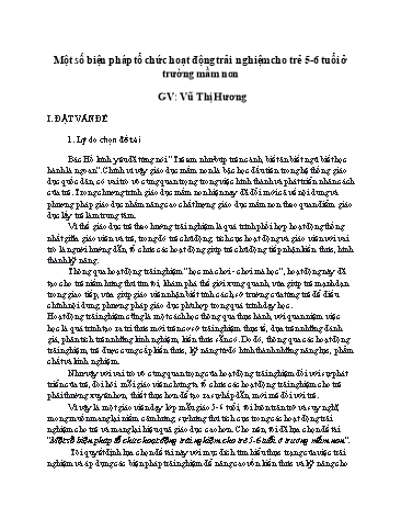 Sáng kiến kinh nghiệm Một số biện pháp tổ chức hoạt động trải nghiệm cho trẻ 5-6 tuổi ở trường mầm non