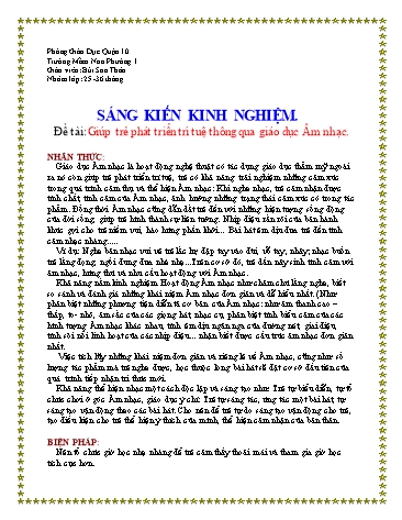 Sáng kiến kinh nghiệm Giúp trẻ phát triển trí tuệ thông qua giáo dục Âm nhạc - Trường Mầm non Phường 1