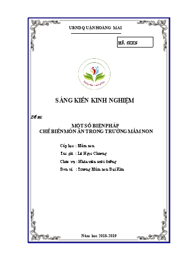 Sáng kiến kinh nghiệm Một số biện pháp chế biến món ăn cho trẻ trong trường mầm non