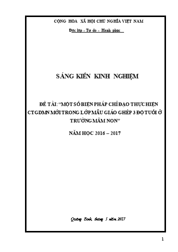 Sáng kiến kinh nghiệm Một số biện pháp chỉ đạo, thực hiện chương trình giáo dục mầm non mới lớp mẫu giáo ghép 3 độ tuổi ở trường Mầm non