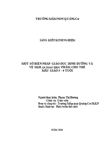 Sáng kiến kinh nghiệm Một số biện pháp giáo dục dinh dưỡng và vệ sinh an toàn thực phẩm cho trẻ mẫu giáo 5-6 tuổi