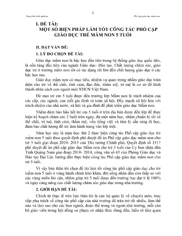 Sáng kiến kinh nghiệm Một số biện pháp làm tốt công tác phổ cập giáo dục trẻ mầm non 5 tuổi