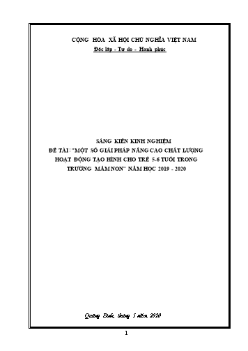 Sáng kiến kinh nghiệm Một số giải pháp nâng cao chất lượng hoạt động tạo hình cho trẻ mẫu giáo 5-6 tuổi