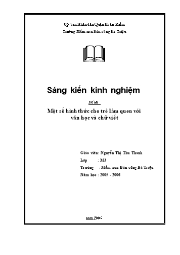 Sáng kiến kinh nghiệm Một số hình thức cho trẻ làm quen với văn học và chữ viết - Trường Mầm non Bán công Bà Triệu