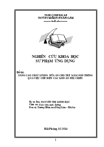 Sáng kiến kinh nghiệm Nâng cao chất lượng bữa ăn cho trẻ mầm non thông qua việc chế biến các món ăn phụ chiều