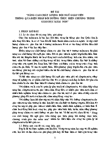 Sáng kiến kinh nghiệm Nâng cao chất lượng đội ngũ giáo viên thông qua biện pháp bồi dưỡng thực hiện chương trình giáo dục mầm non