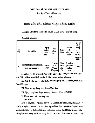 Sáng kiến kinh nghiệm Nâng cao hiệu quả giáo dục “Lấy trẻ làm trung tâm” cho trẻ 5-6 tuổi trong trường mầm non