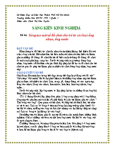 Sáng kiến kinh nghiệm Sáng tạo một số đồ chơi cho trẻ từ các loại ống nhựa, ống nước