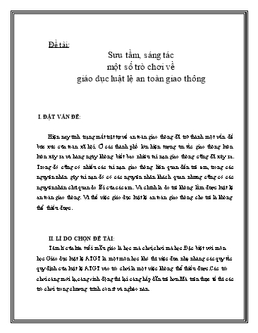 Sáng kiến kinh nghiệm Sưu tầm, sáng tác một số trò chơi về giáo dục luật lệ an toàn giao thông