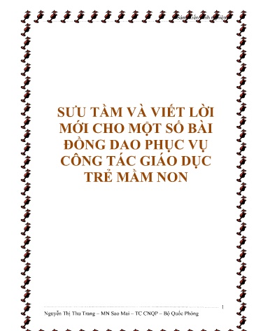 Sáng kiến kinh nghiệm Sưu tầm và viết lời mới cho một số bài đồng dao phục vụ công tác giáo dục trẻ mầm non