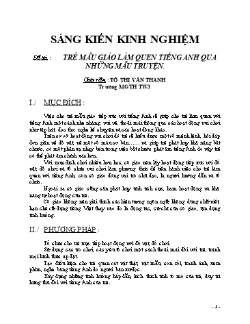 Sáng kiến kinh nghiệm Trẻ mẫu giáo làm quen tiếng Anh qua những mẩu truyện